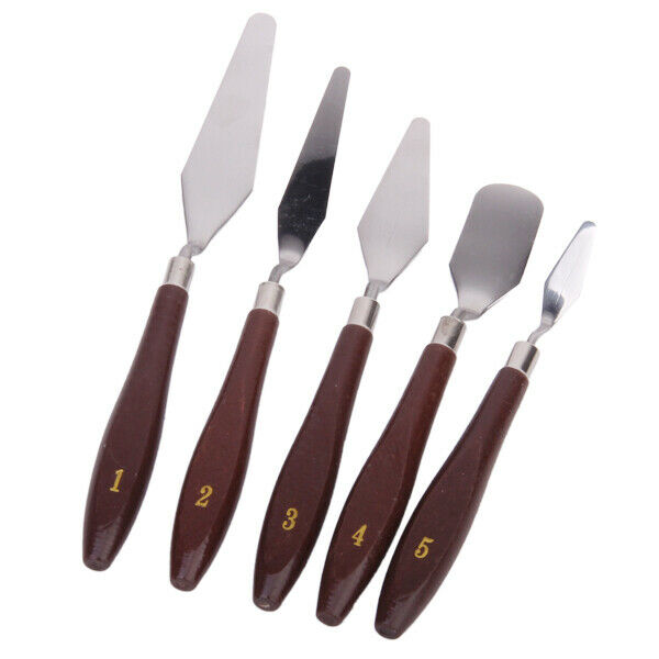 5Pcs Stainless Steel Spatula Palette Knifes with Wooden Handle 10cm Length
