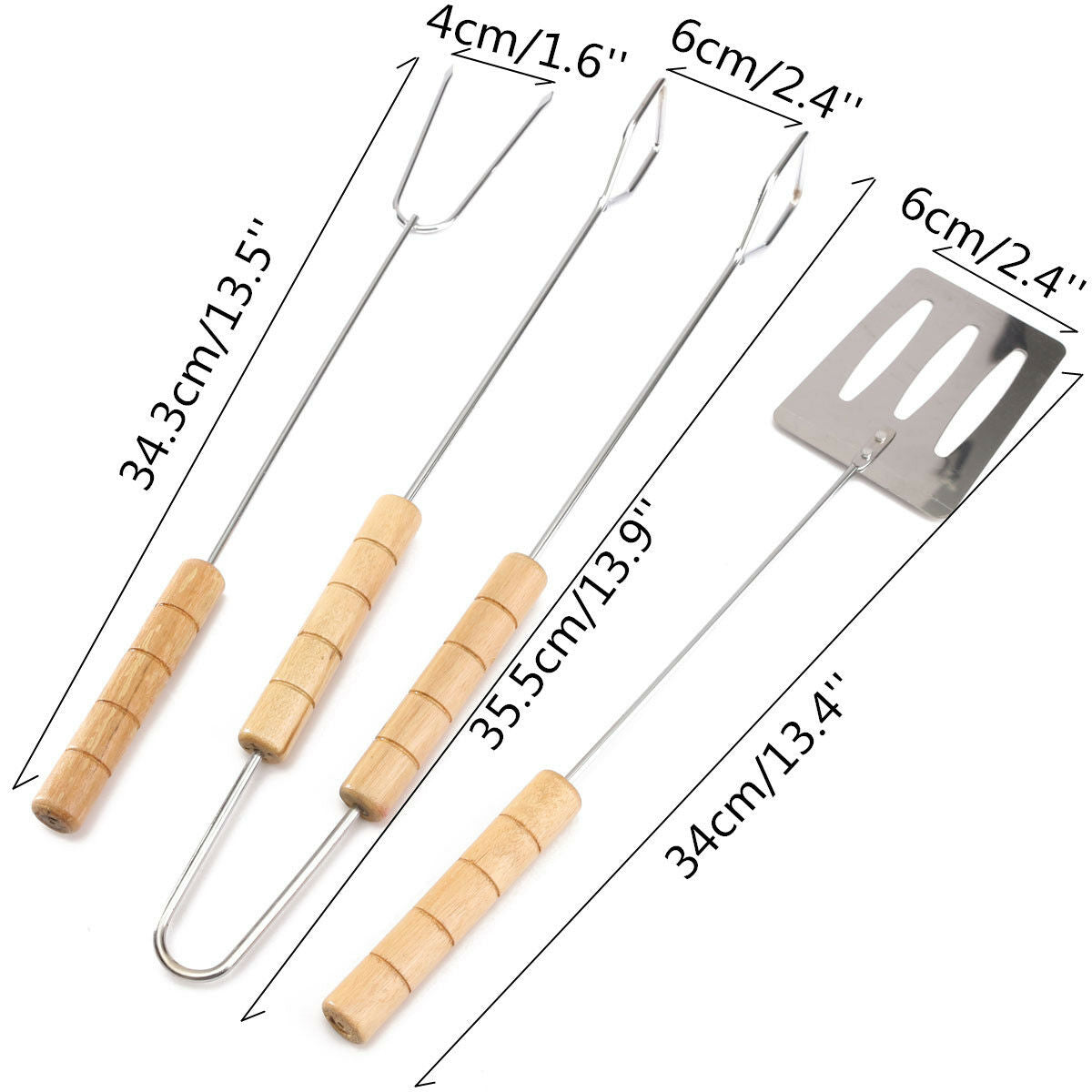 Barbecue Tools Set Grilling Tongs Fork Spatula Stainless Steel BBQ Utensil  l TL