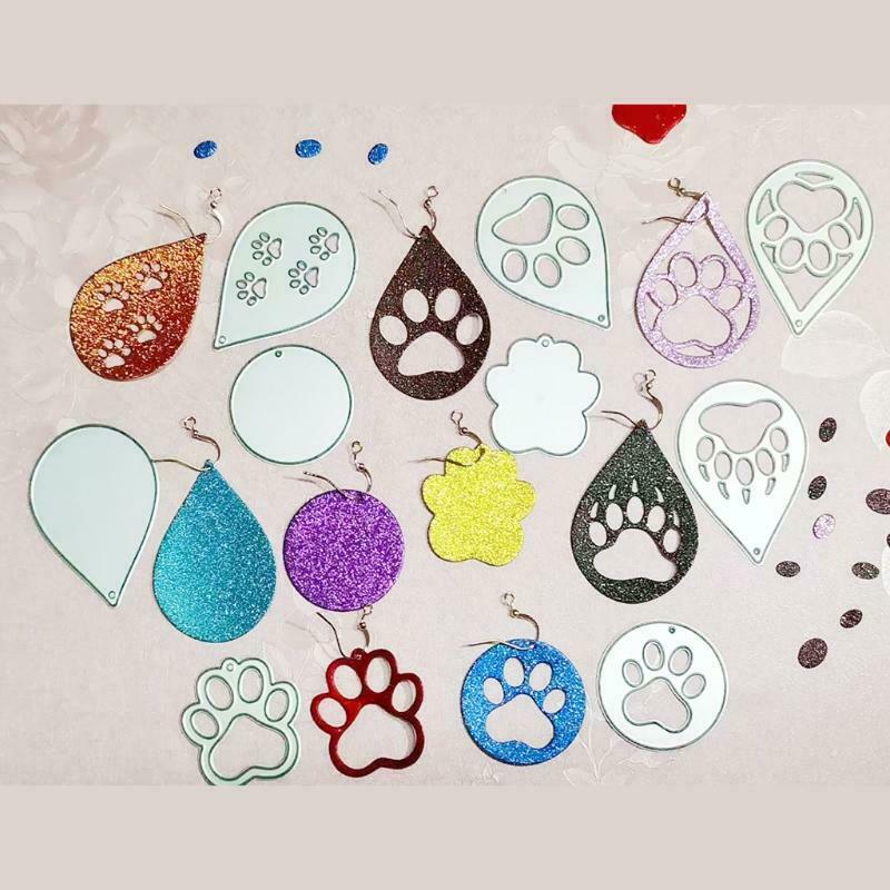 Earring Die Cuts, DIY Scrapbook Paw Teardrop Cutting Dies for Making Earrings