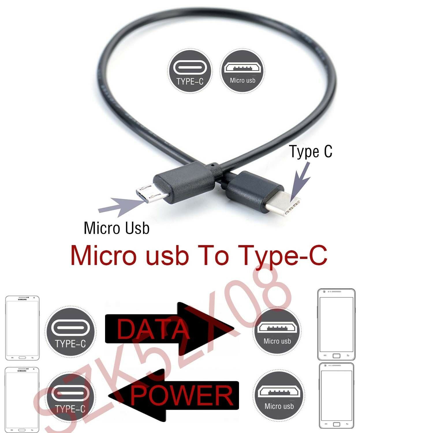 Micro USB  to Type C (USB-C)  Male Sync Charge OTG CHARGER Cable Adapter tt