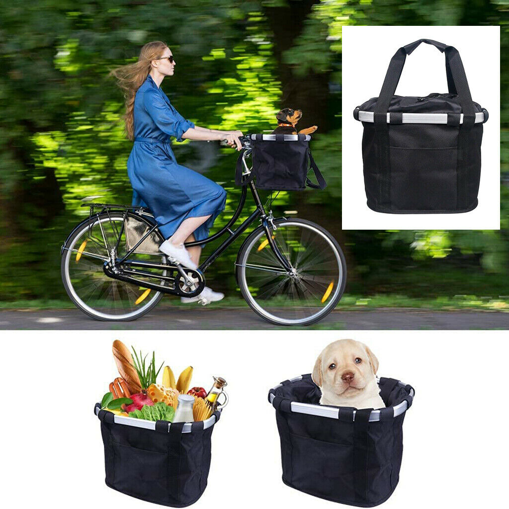 Folding Bicycle Basket Small Pet Cat Dog Carrier Front Bike Handlebar Bag