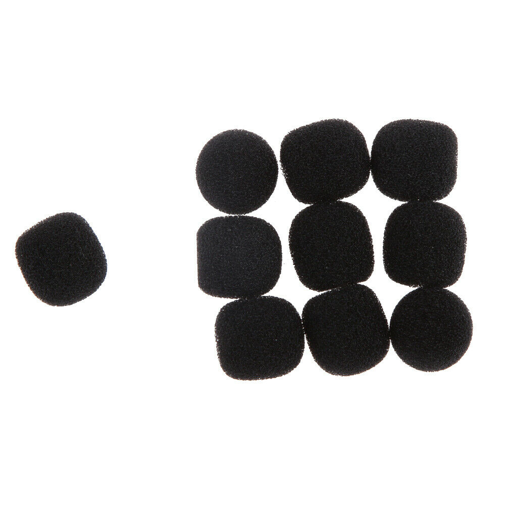 10PCS Mini Microphone Windscreen Foam Cover for Lapel Lavalier Headset Mic Black