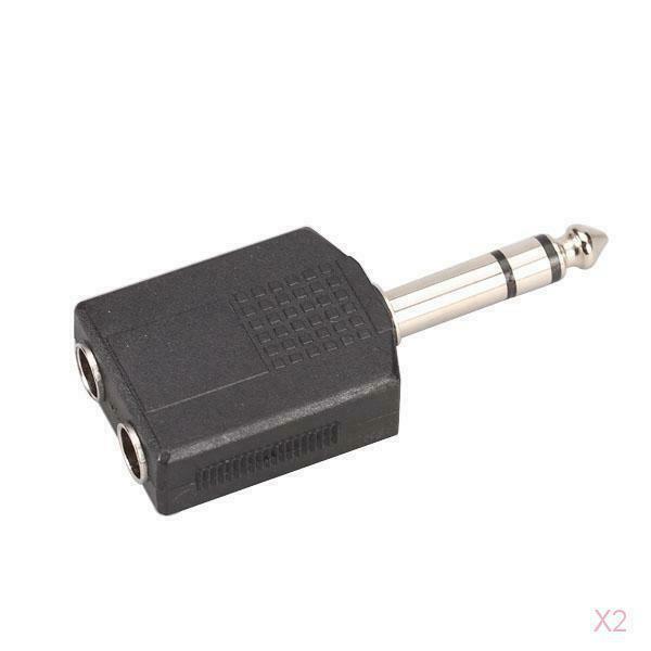 2x Stereo 6.35mm 1/4'' 1 Male Plug To 2 Mono Female Jack Audio Y Splitter