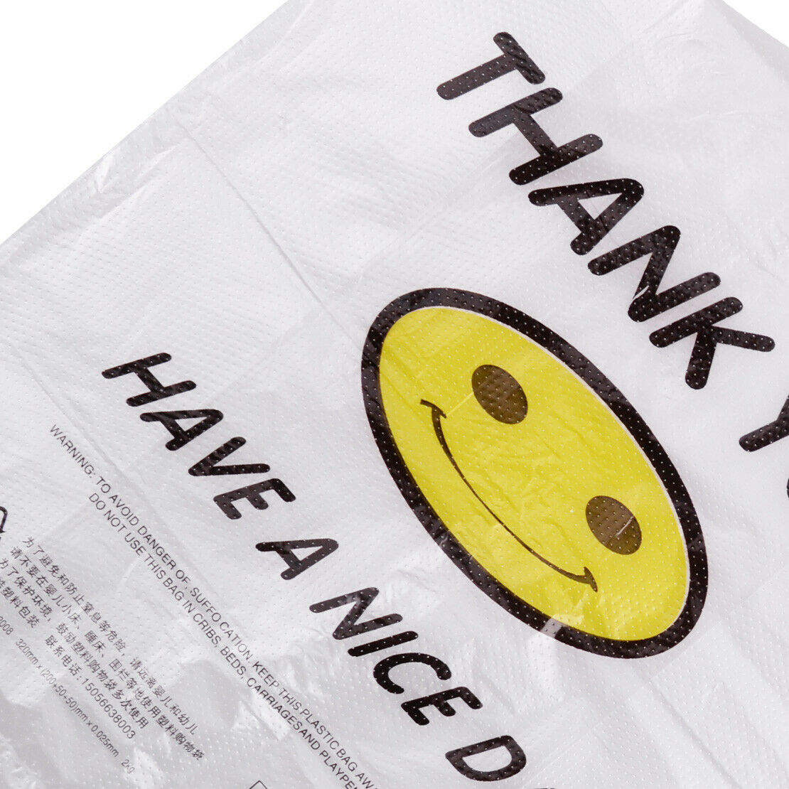 100x Smile Face Shopping Packing Bag Pouch Supermarket Grocery Retail Store An
