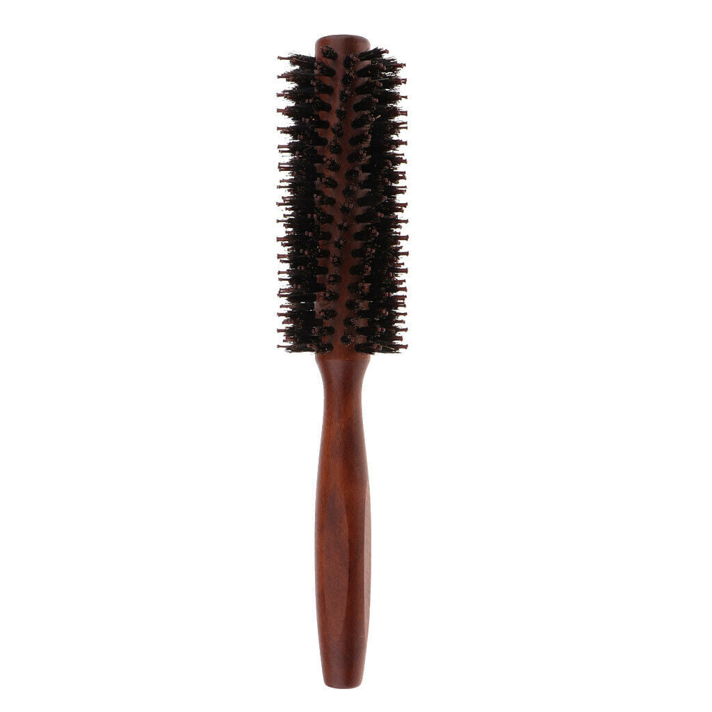 Bristles Wood Round Styling Hairbrush Roll Comb for Curling Straight Hair 02