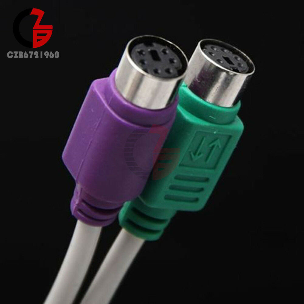 Female to USB Male Dual PS2 Converter Adaptor Cable F/M for Mouse Keyboard
