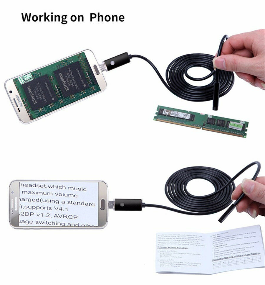 5M Long Car 2 in 1 USB Inspection HD Endoscope Camera with 6 LED Lights Android