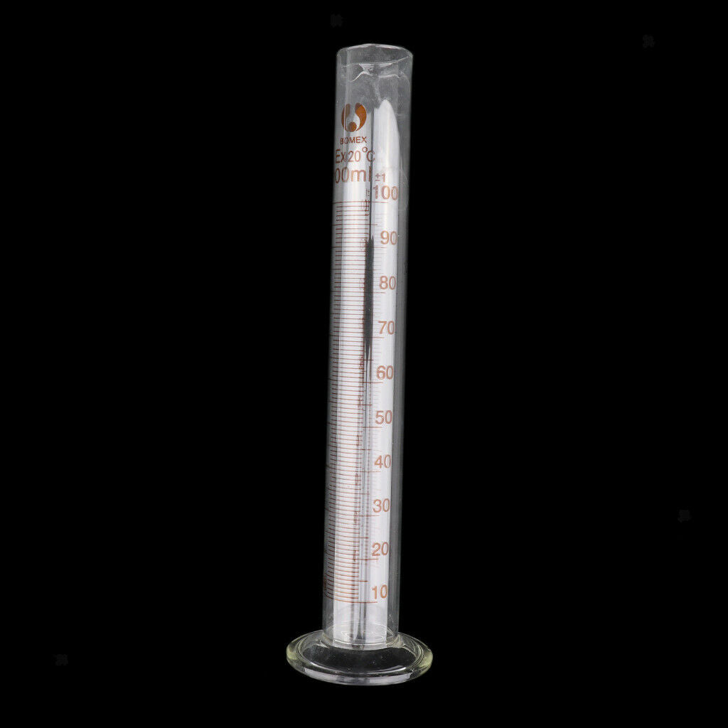 2x100ml Professional Graduated Glass Measuring Cylinder Chemistry Lab Spout