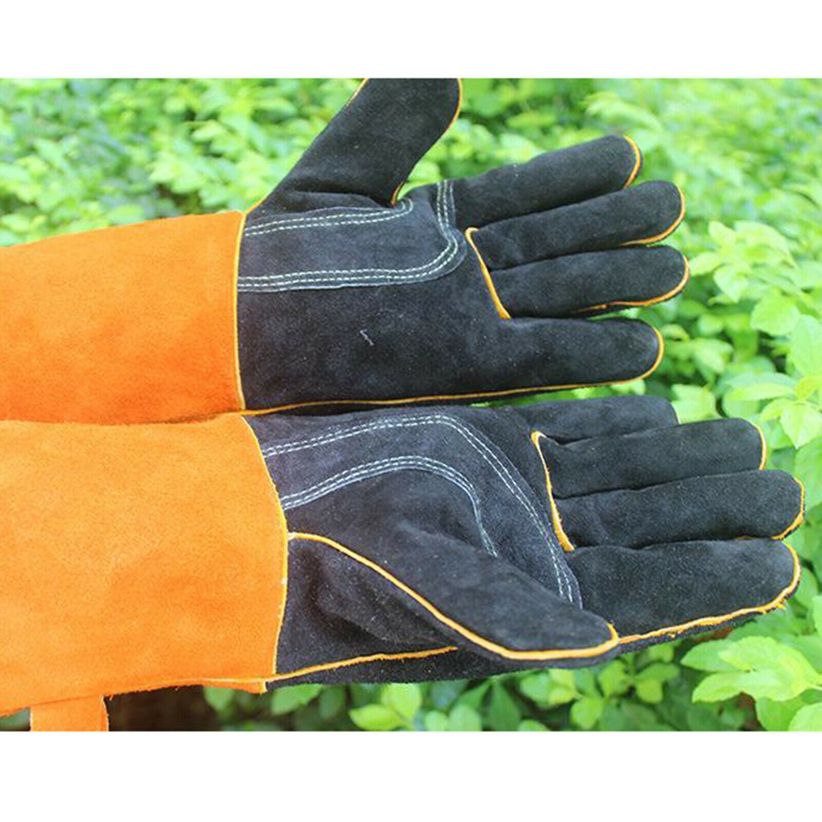 1 Pair Leather Welding Gloves Heat Resistant Work Glove Oven Baking Stove
