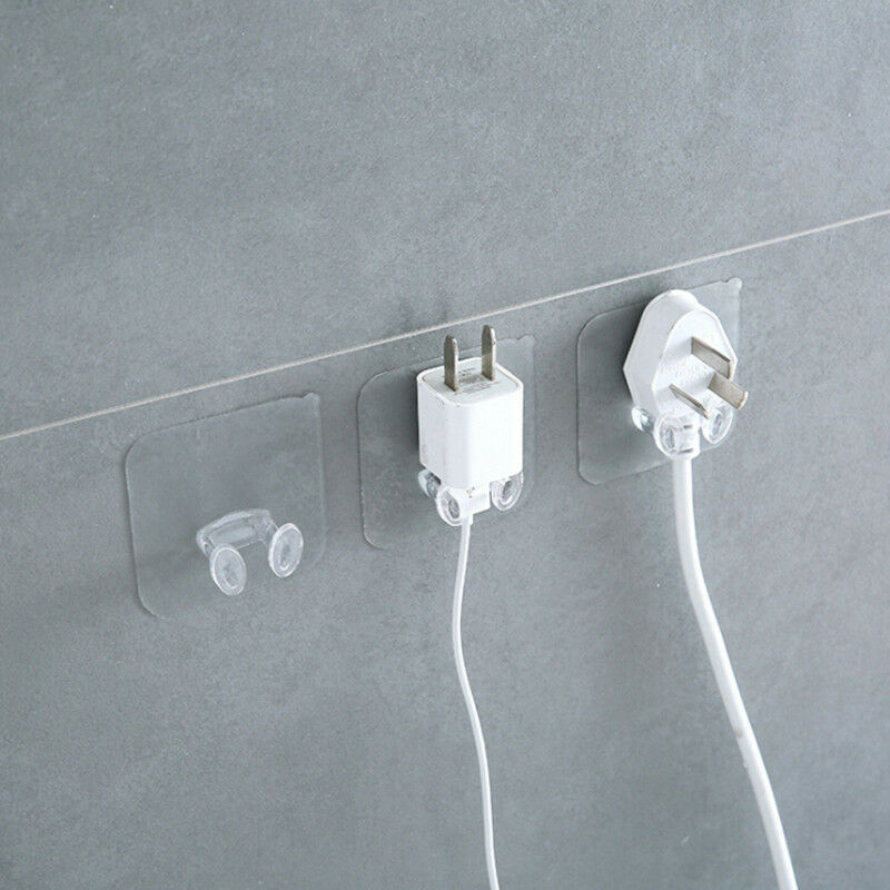4x/pack home office wall adhesive plastic power plug storage hook random c.l8