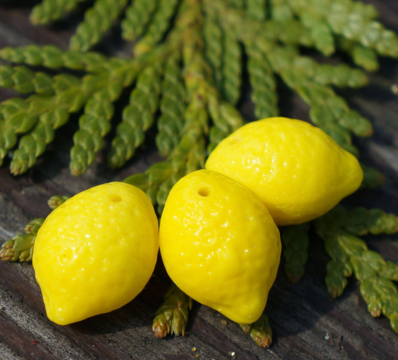Opaque Yellow Lemon Beads Czech Glass Lemon Beads Glass Fruit Fall Lemon Glas...