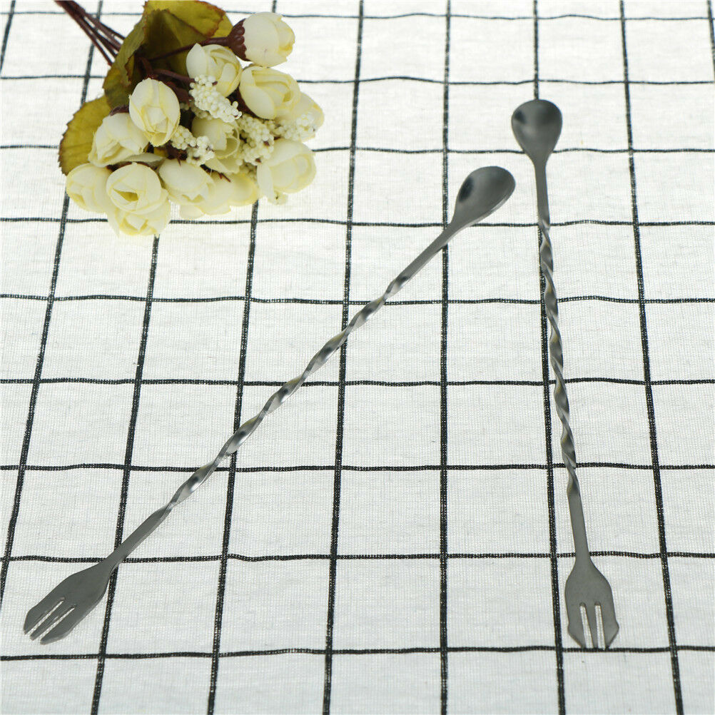 Stainless Steel Cocktail Bar Spoons Spiral Pattern Drink Mixer Shaker Spo.l8