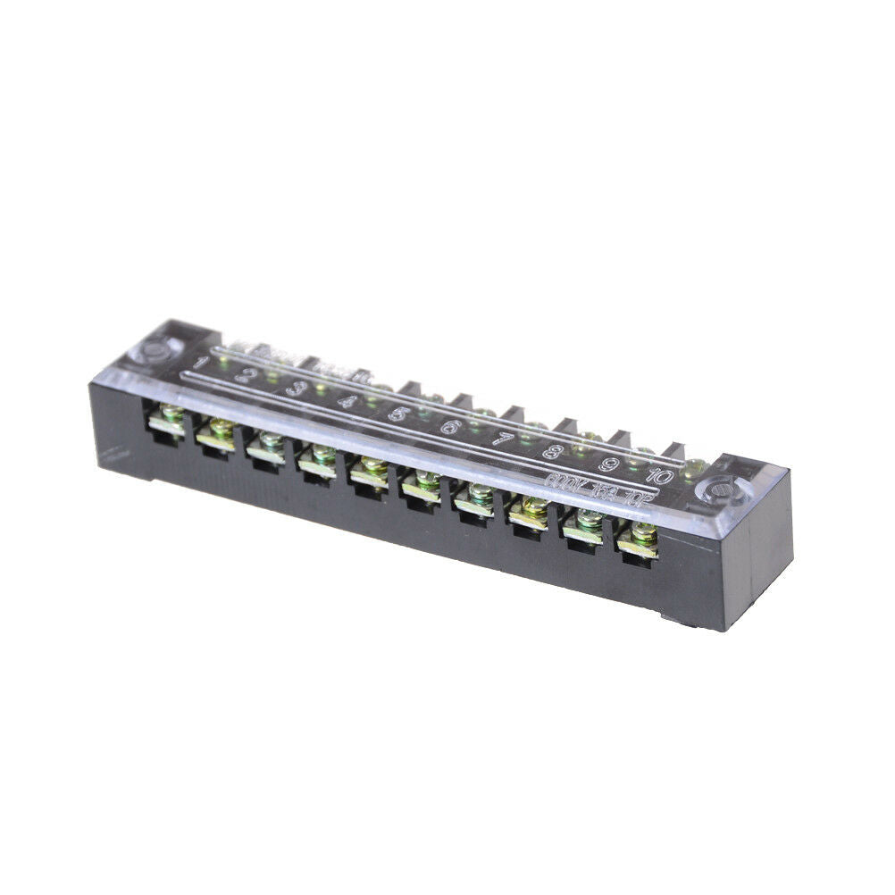 600V 15A 10 Positions Dual Rows Covered Barrier Screw Terminal Block Strip F SJ