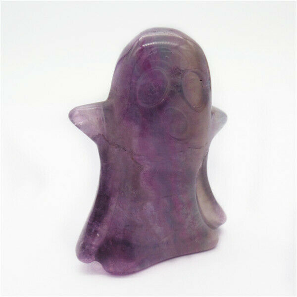 46x34x18mm Natural Rainbow Fluorite Carved Ghost Decoration Statue Decor HH7935
