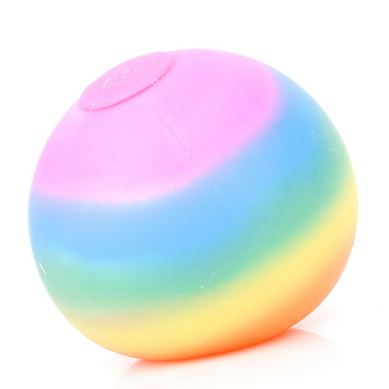 1PC 9cm Stress Ball Rainbow Colorful Soft Foam PU Squeeze Ball Stress ReliefBDA