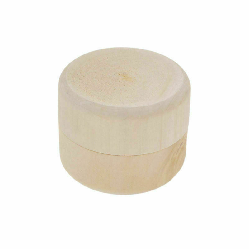 2x Round Wooden Jewelry Box Wedding Ring Earrings Holder Storage Case Container