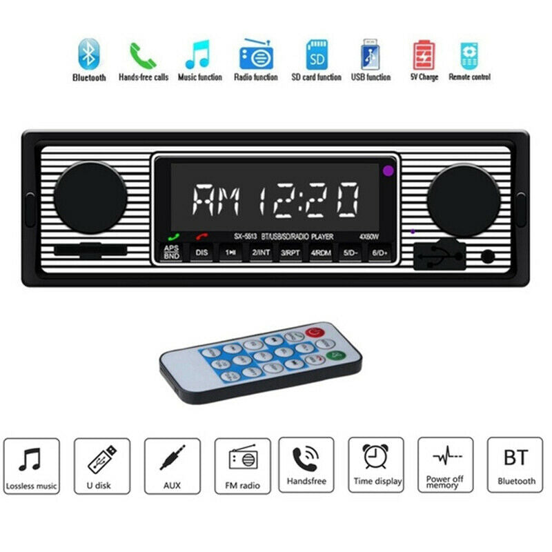 Bluetooth Retro Car Radio MP3 Player Stereo USB AUX Classic Car Stereo-Audio Tt