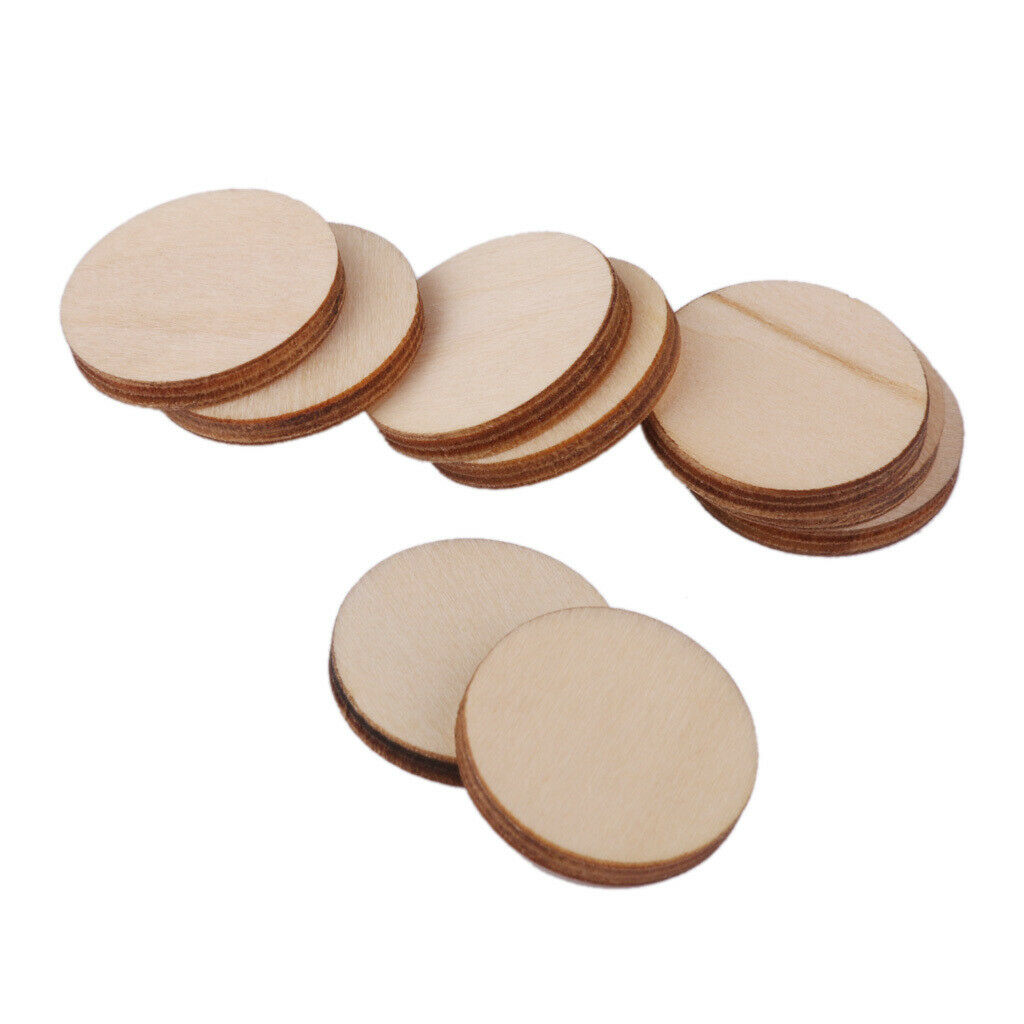 100x Unfinished Round Shape Natural Wooden Slices Discs Art Craft Supplies 20mm