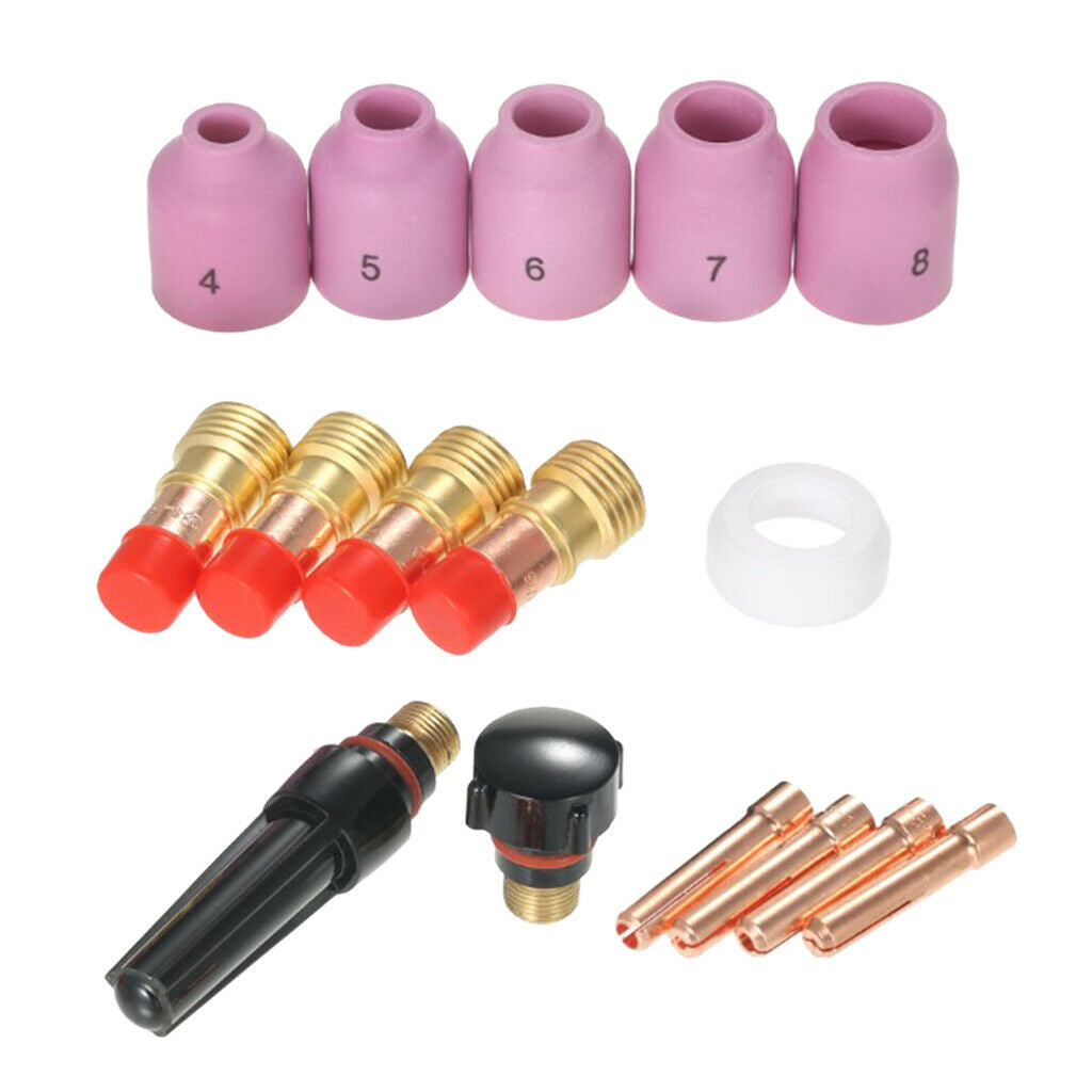 16x TIG Gaslinsen Welding Accessories With Clamping Sleeves, Ceramic Nozzles,