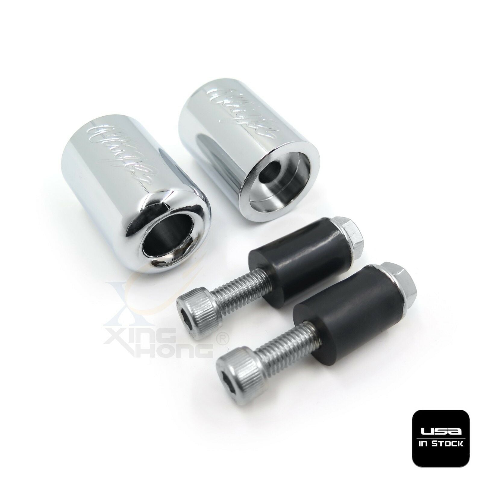 Bar Ends Chrome Rubber For 87-12 Kawasaki Ninja 250R EX250/06-12 650R EX650R