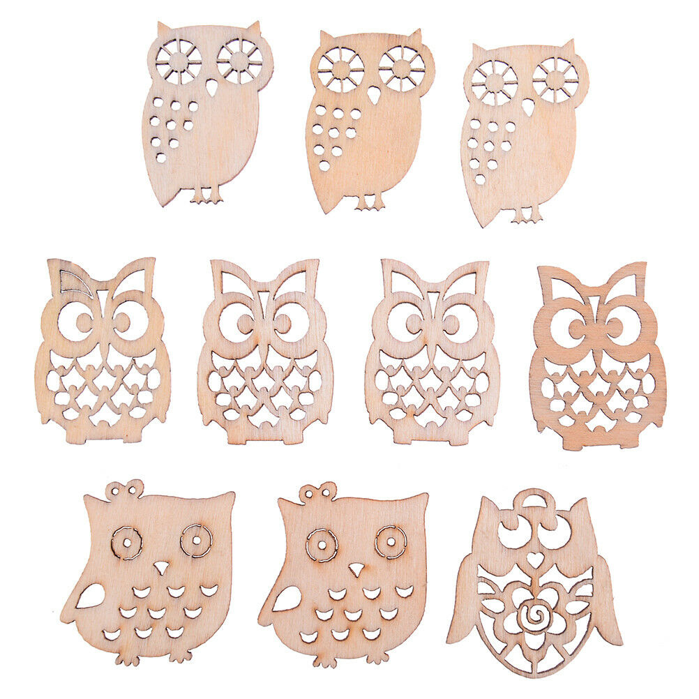 Sewing scrapbooking accessories mix natural owl shape wooden crafts handJ JfBDA