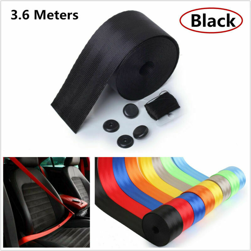 Black Harness Racing Car Seat Lap Belt Front 3Point Safety Seat Belt Retractable