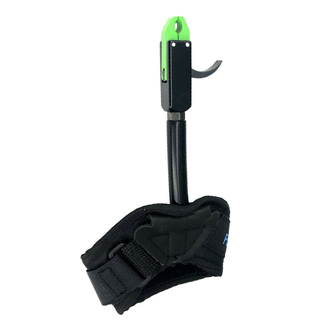 Archery Compound Bow Release Adjustable Black Wrist Strap with Green Clasp