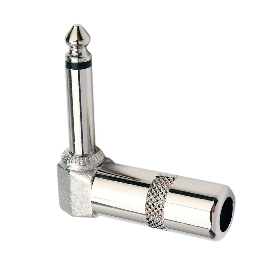 Durable Metal 6.35mm (1/4'') Stereo Plug Right Angle Musical Instrument Cable