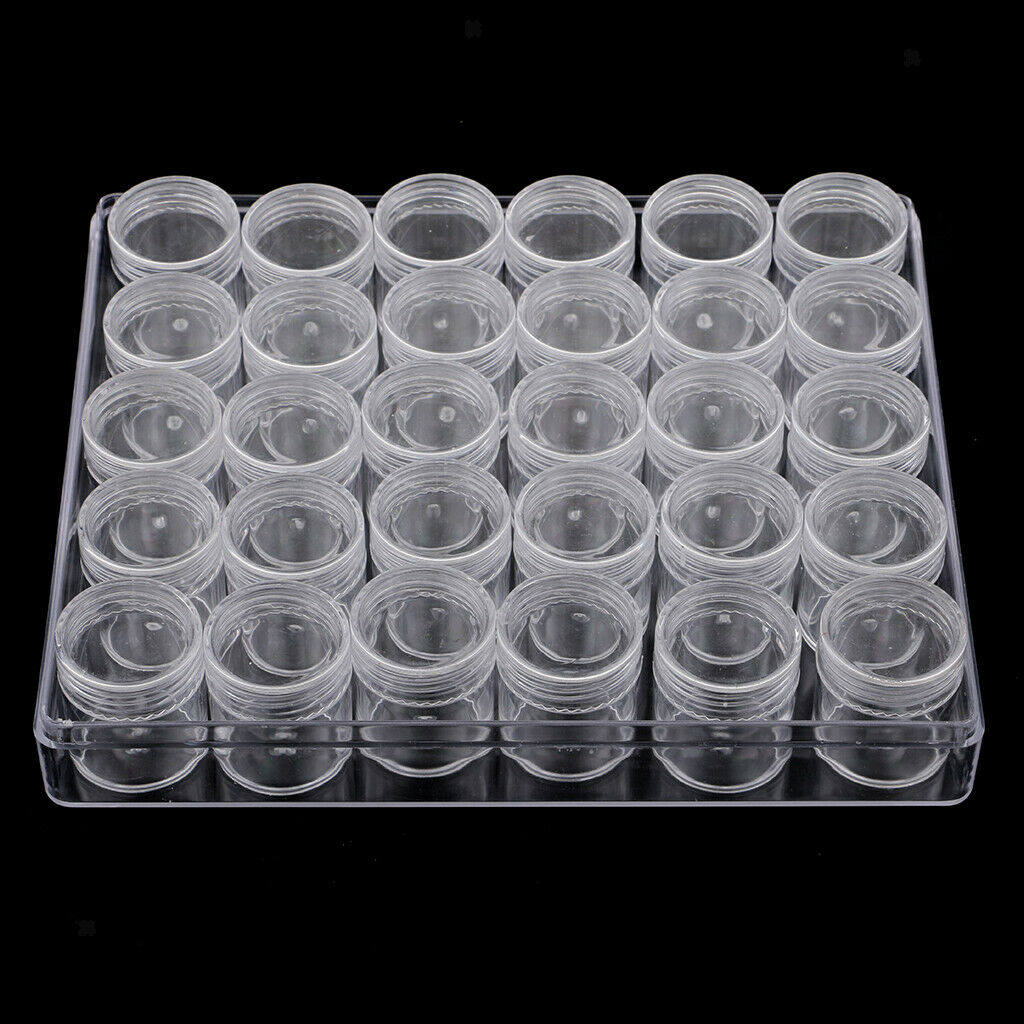 30 Slots Clear Jewelry Beads Container Makeup Cosmetic Organizer Storage Box