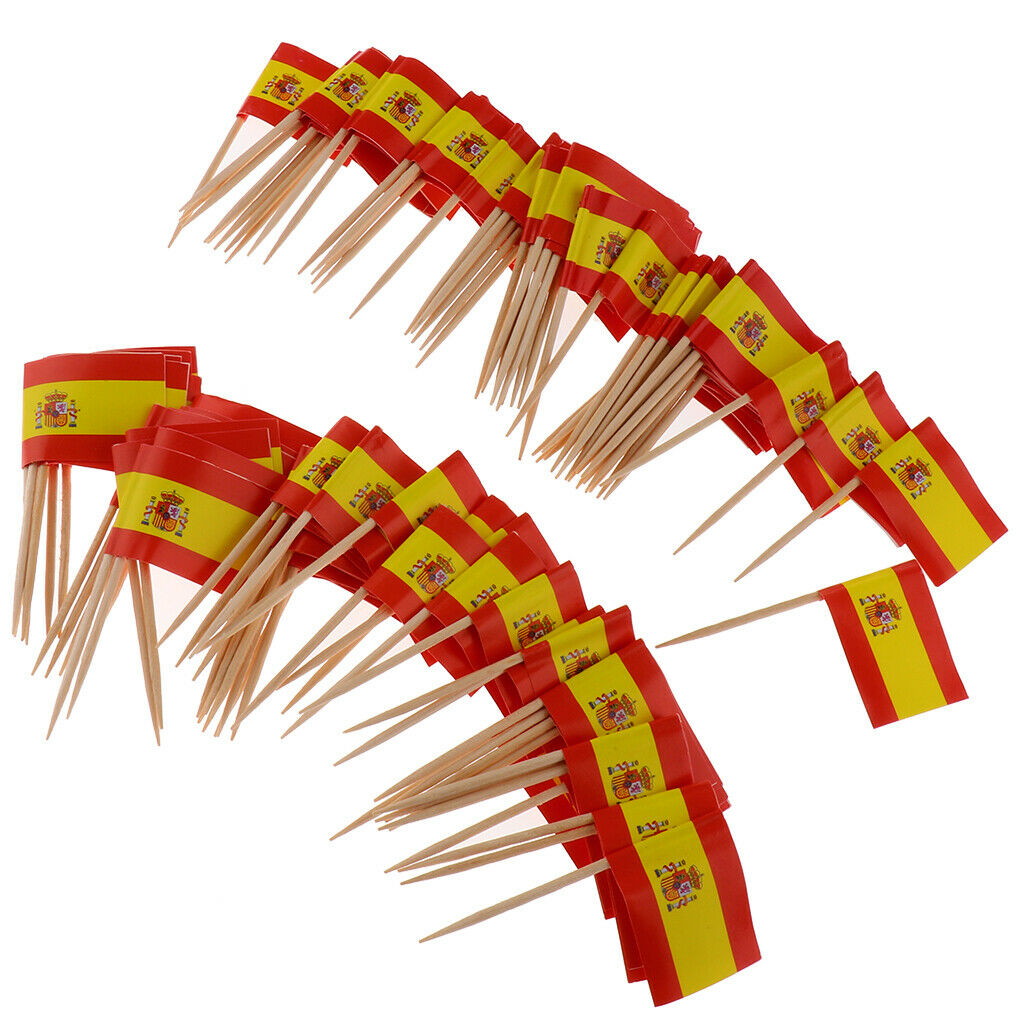 200 Pieces Decorative Flag Toothpicks Party Food Decorations Spain