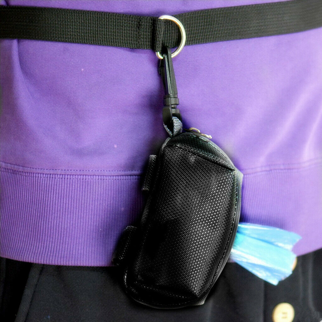 Hands Free Large Poop Bag Dispenser with Zippered, Carabiner Hook and Belt for
