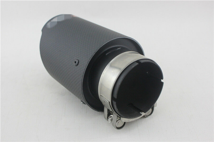 1x Real Carbon Fiber Auto Car Exhaust Pipe Tail Muffler End Tip 63mm In-89mm Out