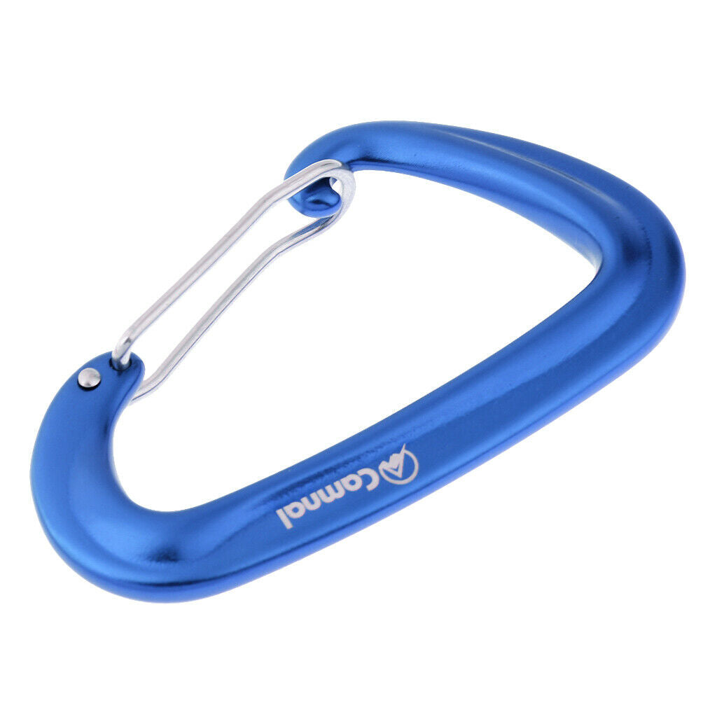2X Aluminum Wire Gate Hammock Safety Carabiner D Type Keychain Buckle Blue