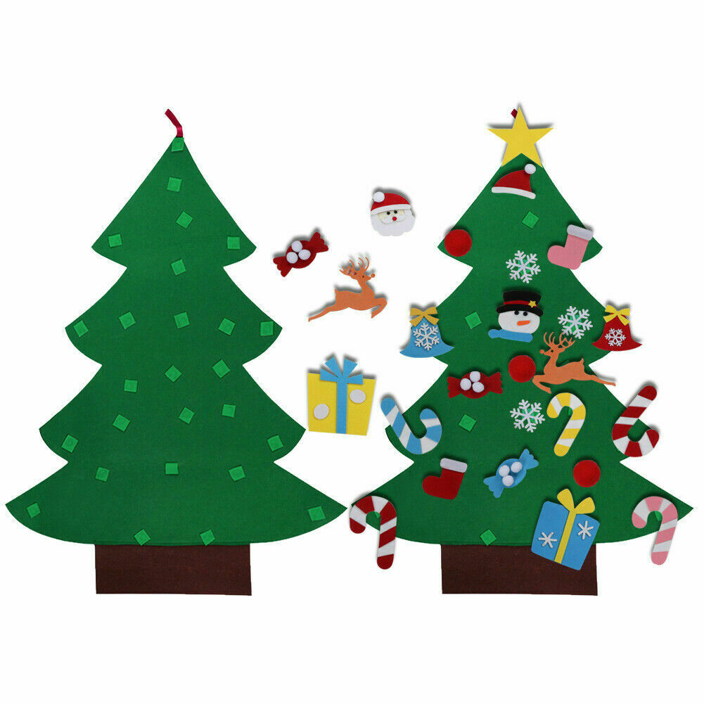 Christmas Tree Felt Set with Ornaments Elk Candy DIY Kids Xmas Gift Home Decor