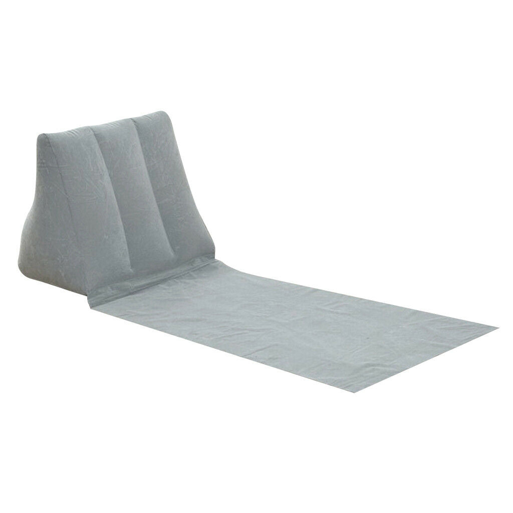 Garden Inflating Beach Camping Lounger Cushion Chair Air Bed Mattress Gray