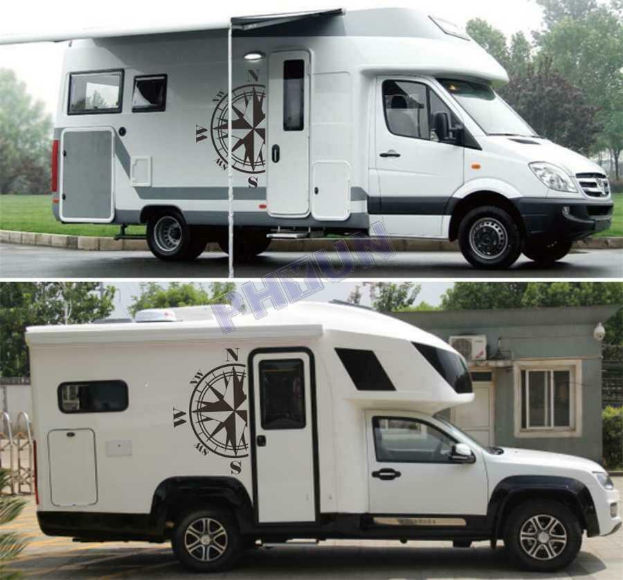 2x Black Compass Totem Car Stickers Decals 73x125cm Universal For SUV Truck RV