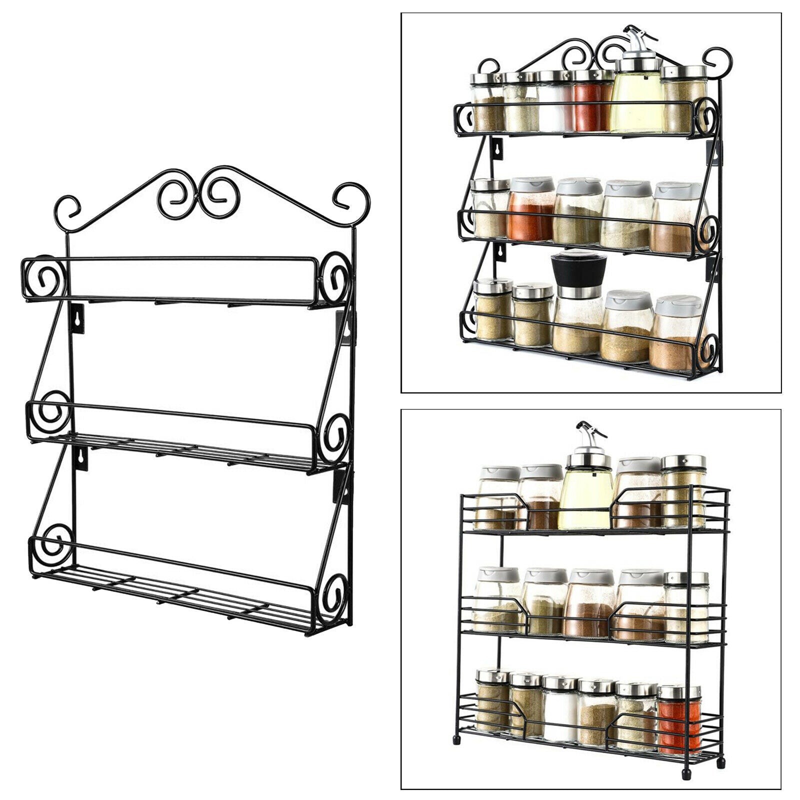 3 Tier Spice Rack Seasoning Jars Bottles Holder for Cabinet and Pantry