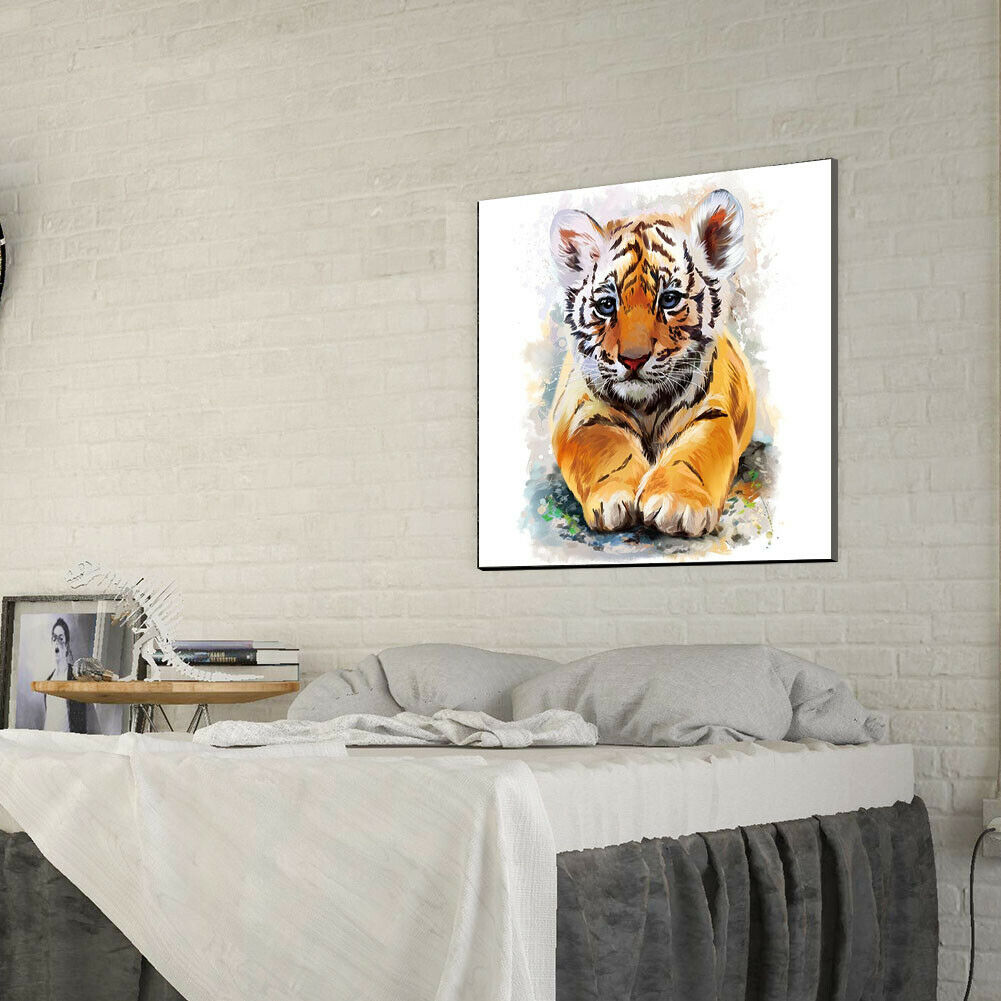 5D Full Round Drill Diamond DIY Little Tiger Rhinestone Picture Craft Home Decor