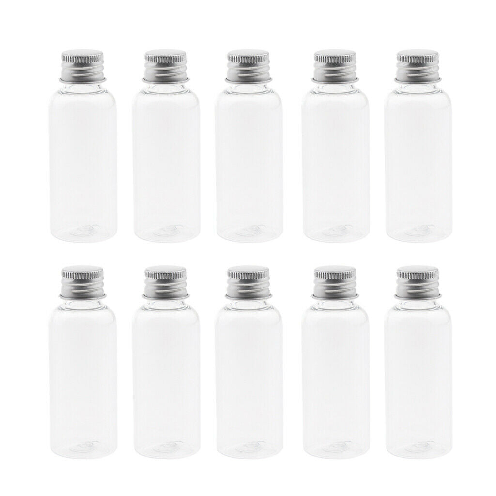 Set of 10 50ml Empty Plastic Bottle Screw   Condiment Juice Storage Vials