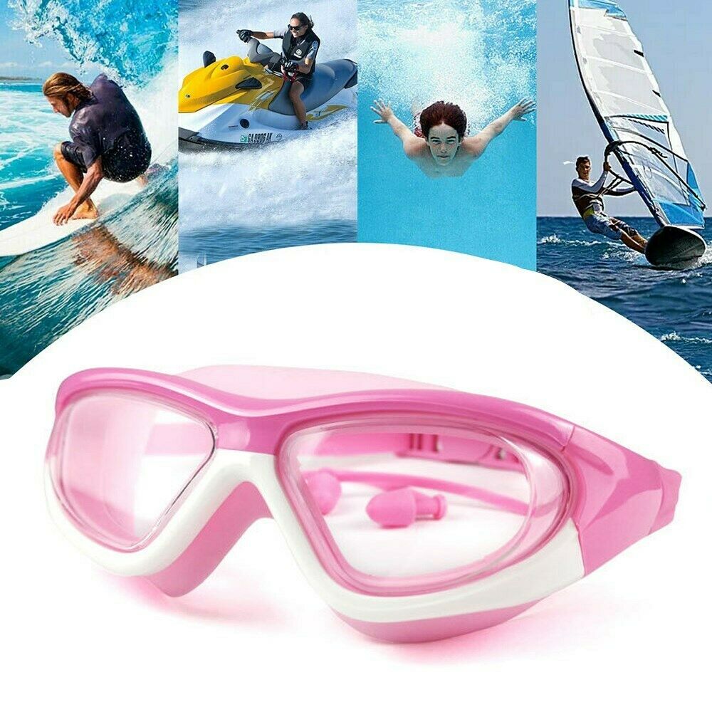 Large Swimming Goggles Children HD Waterproof Anti-fog Silicone Strap PC Lens B5
