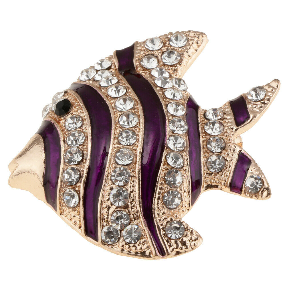 Fashion Crystal Animal Brooch Pin Rhinestone Personality Brestpin Strip Fish
