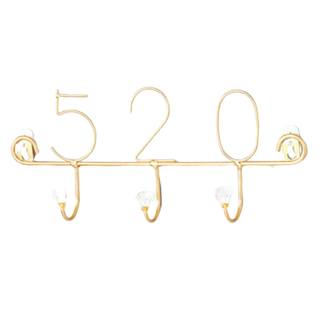 Golden 3 Hooks Practical Iron Wall Hook Home Storage Organizer f/ Wall Decor