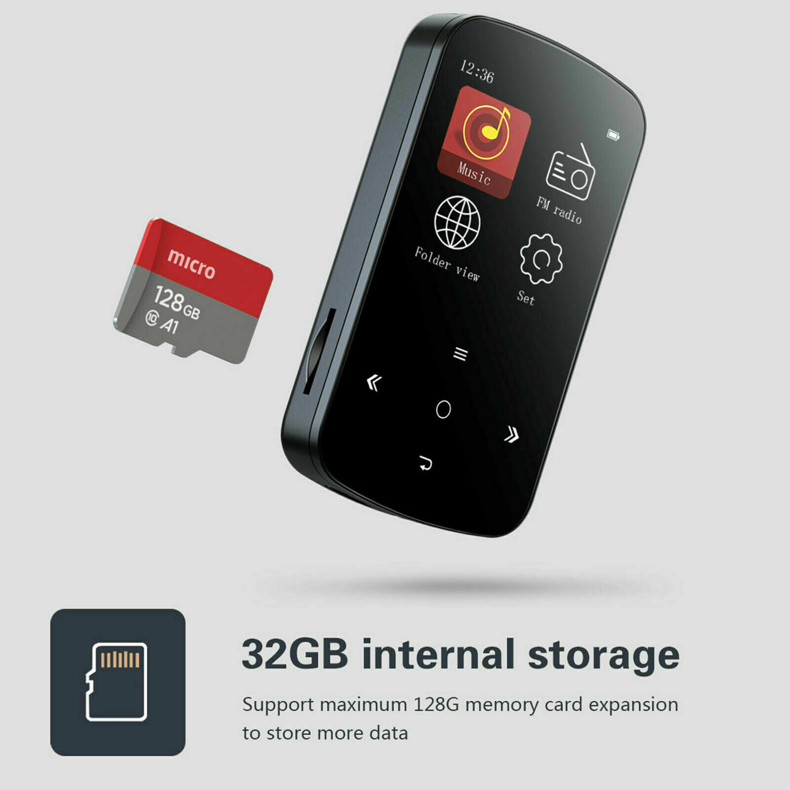 32GB HiFi Lossless Sound FM Radio Bluetooth MP3 Player Clip Music Voice Recorder
