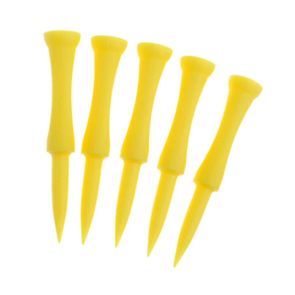 5pcs-set plastic golf tees 70mm yellow