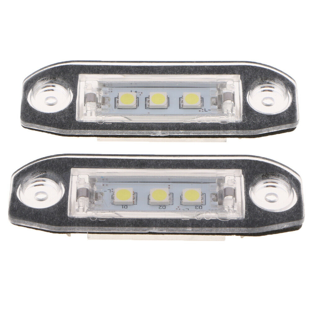 Pair LED License Plate Number Light White For Volvo S80 Xc90 S40 V60 S60 C70