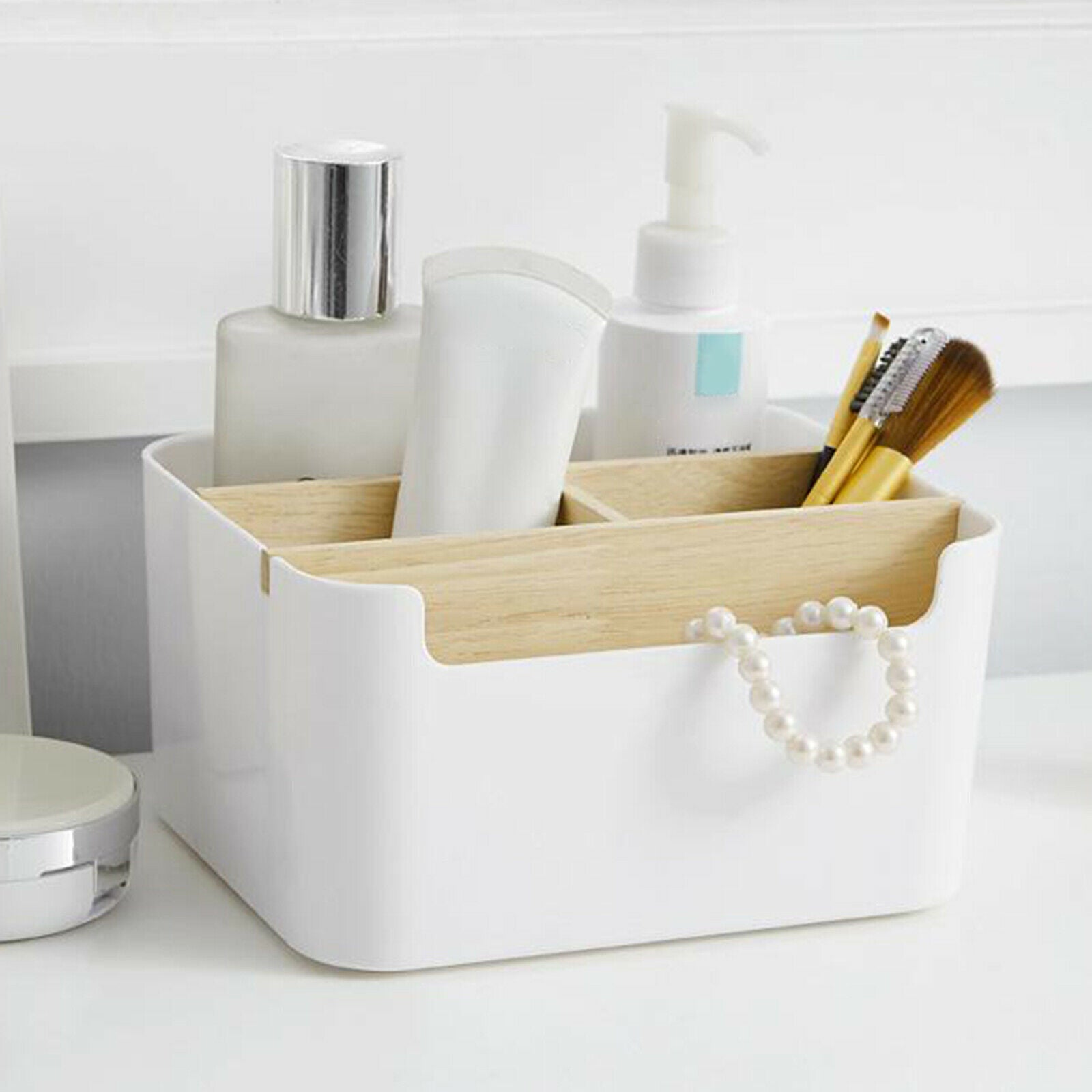 Plastic Desktop Storage Box Stationery Makeup Organizer Pen Holder Container
