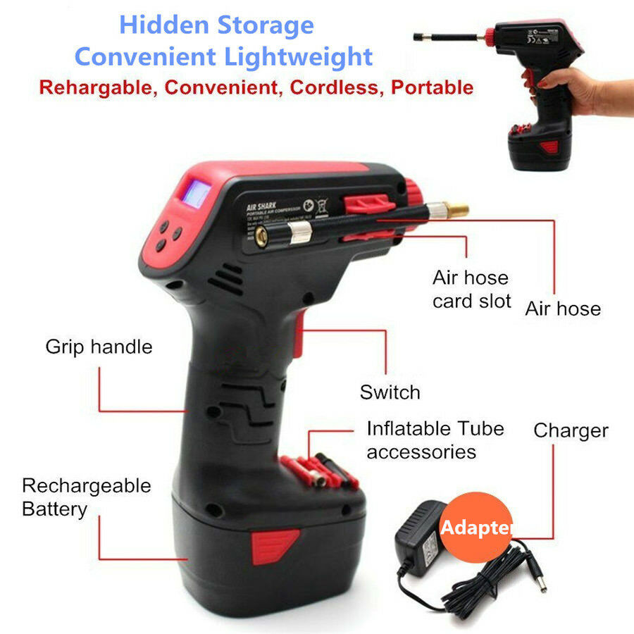 1x Portable Cordless Handheld Digital Car Tire Inflatable Pump Inflator Air Pump
