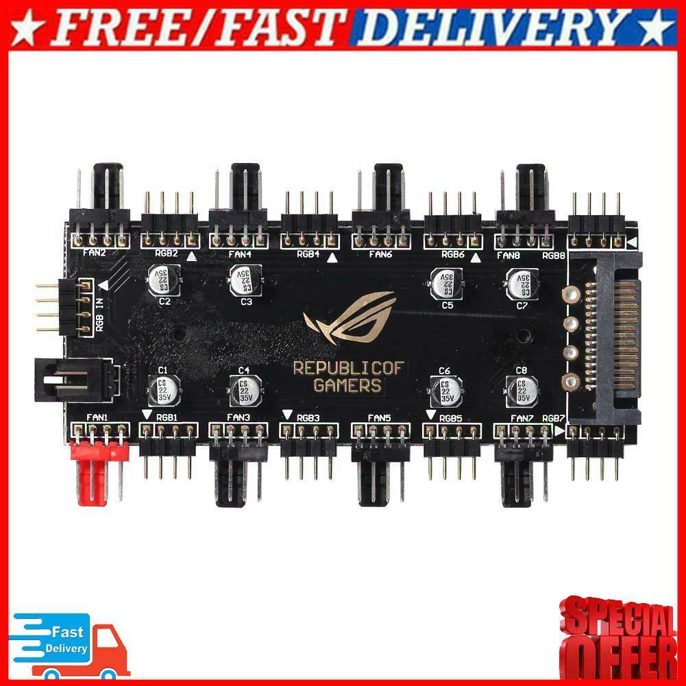 1 To 8 Multi Way Splitter RGB PWM HUB 12V/4 Pin for Fan Motherboard (SATA)