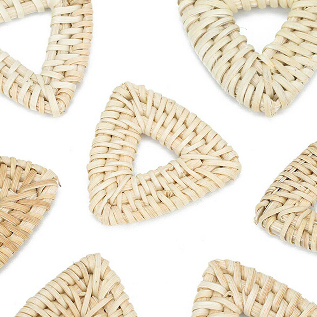 Prettyia 1 Pair Triangle Rattan Straw Knit Handmade Earring Gift DIY Jewelry