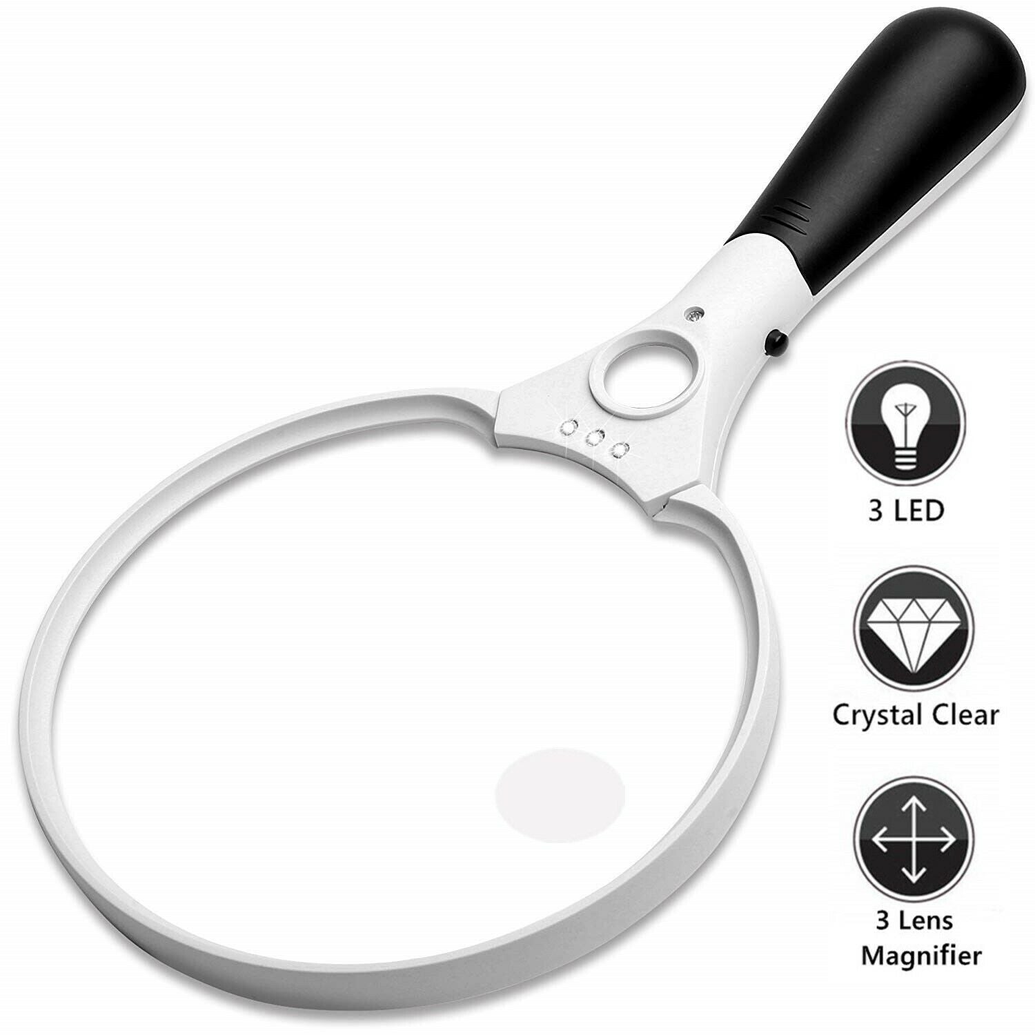 Magnifier Magnifying Glass Reading for Seniors loupe Jewelry With 3 LED 3 Lens